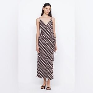bec + bridge Brown Plaid Maxi Dress